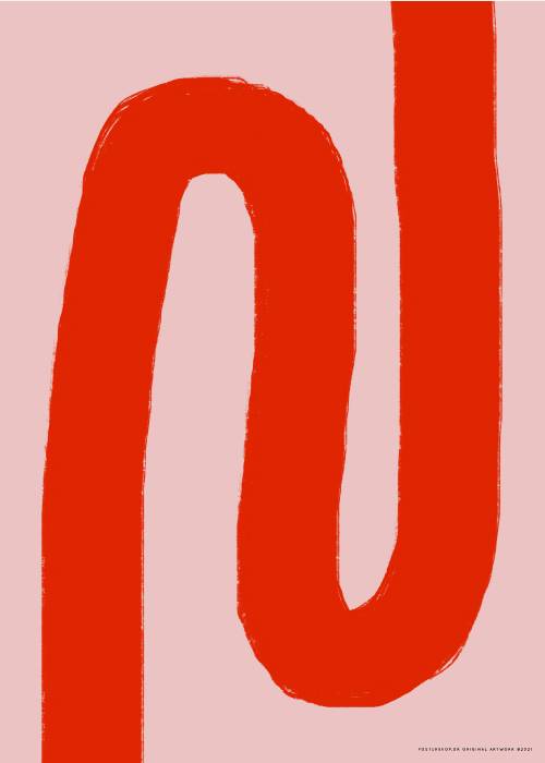 Red Line On Pink – Grafiske Plakater