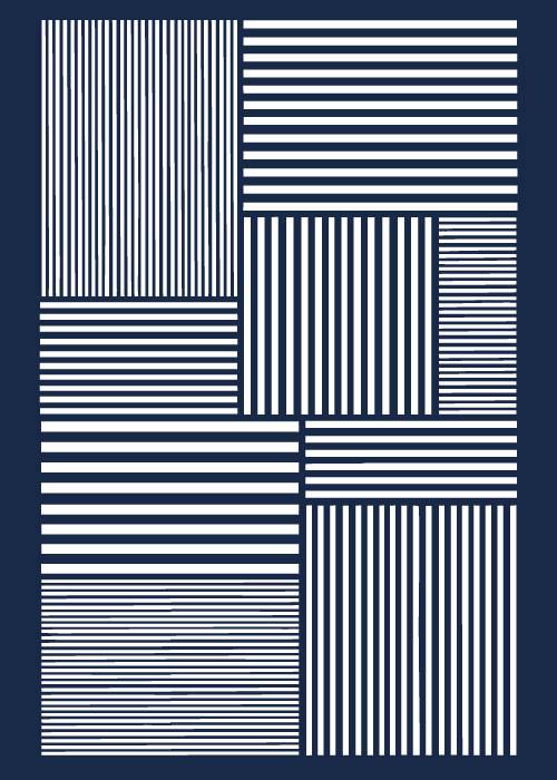 Retro White Lines On Blue – Kunst
