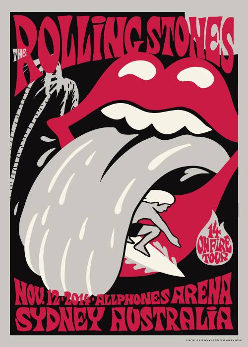 Rolling Stones On Fire – Vintage/Retro plakater