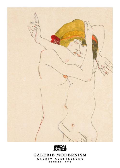 Schiele Embrasing Woman – Kunst