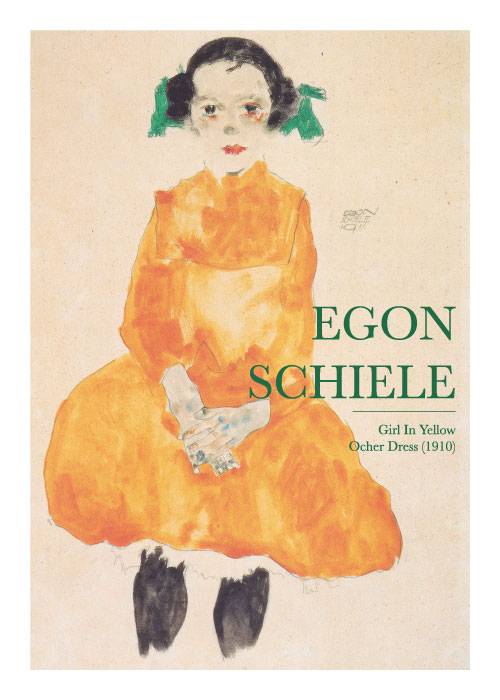 Schiele Girl In Yellow Ocher Dress – Kunst