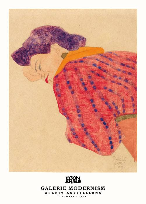 Schiele Lying Girl Red Blouse – Kunst