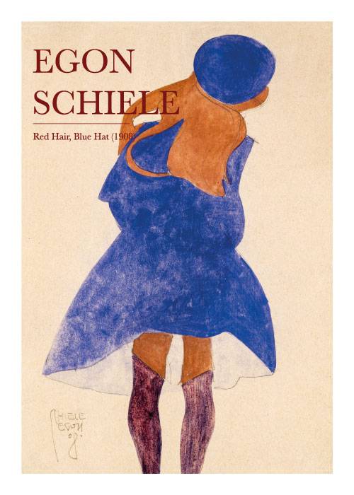 Schiele Red Hair Blue Hat – Kunst