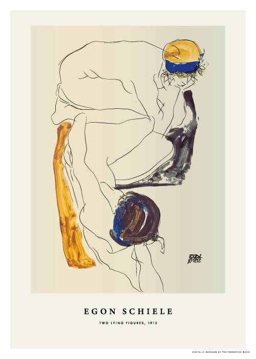 Schiele Two Lying Figures – Kunst