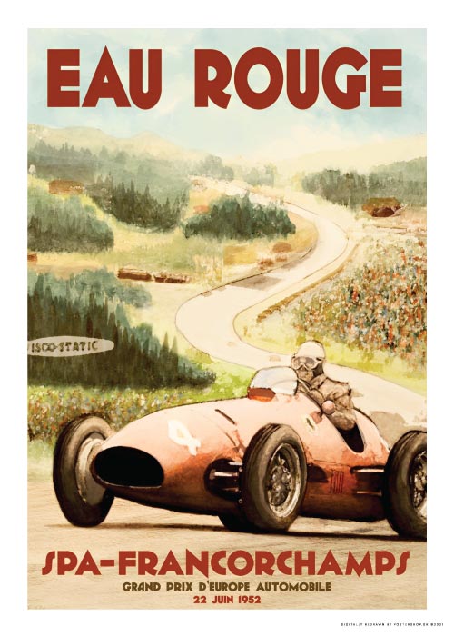 Spa Francorchamps Grand Prix 1952 – Vintage/Retro plakater