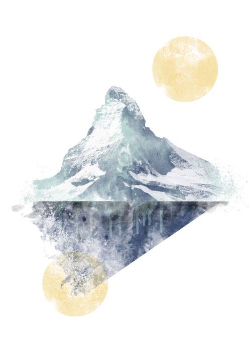 Sun And Mountain Reflected – Grafiske Plakater