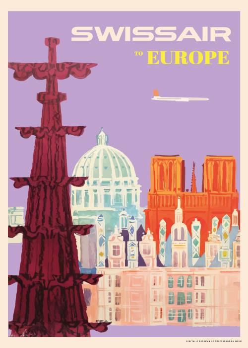 Swiss Air Europe – Vintage/Retro plakater