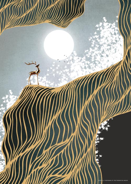 The Moon And The Deer – Grafiske Plakater