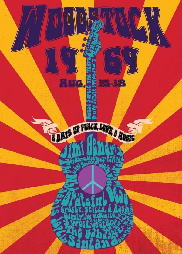Woodstock Rock N Roll – Vintage plakat