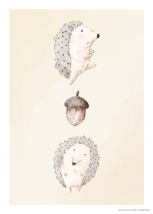 WATERCOLOR HEDGEHOG – Børneplakater