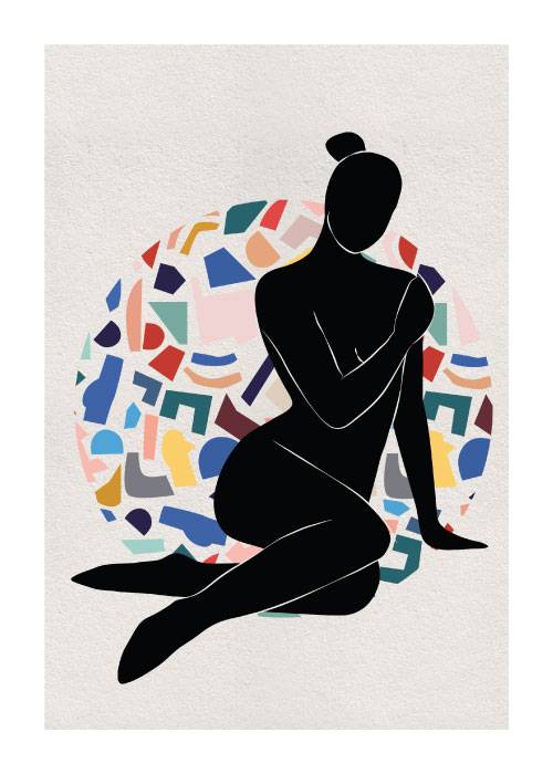 Woman Body Abstract Patched Circle – Grafiske Plakater