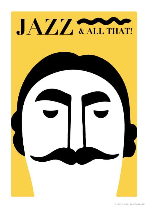 Yellow Jazz Moustache – Graphic Posters