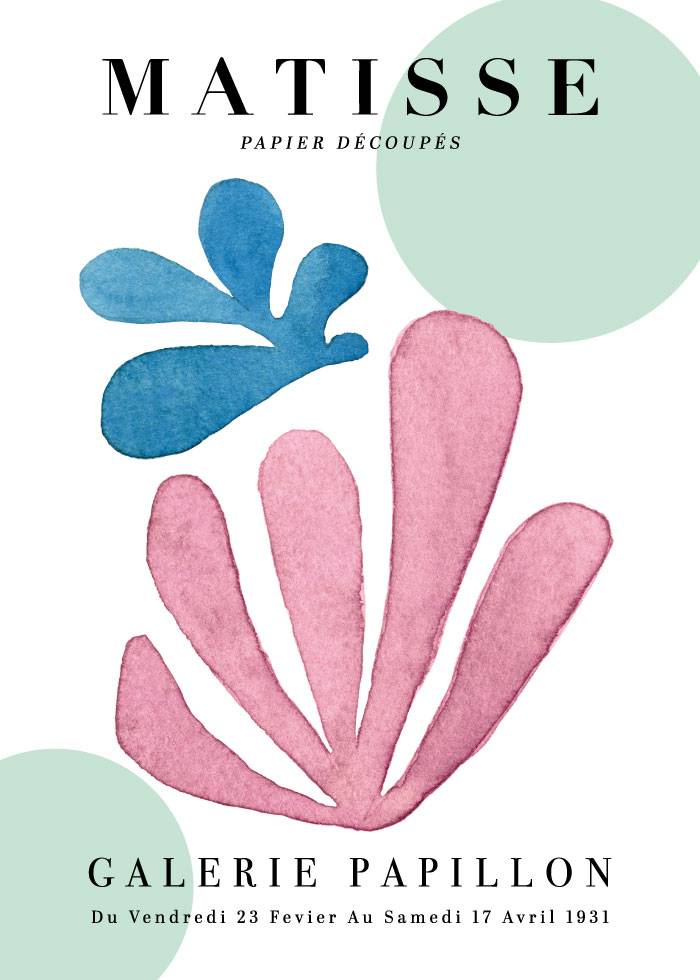 Pink And Blue Leaves – Kunst
