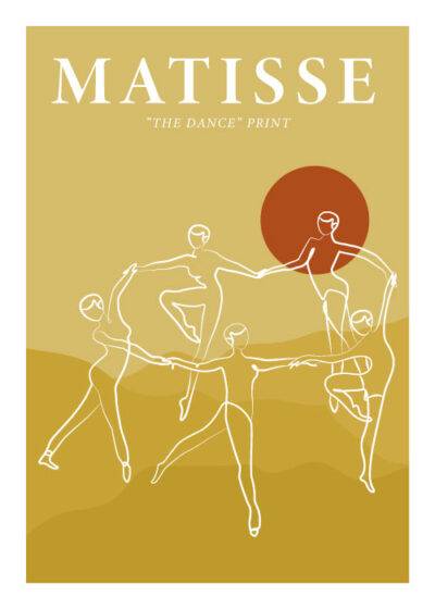 Kunstplakat "Matisse Dance Sun" - Henri Matisse inspireret farverig dans illustration.