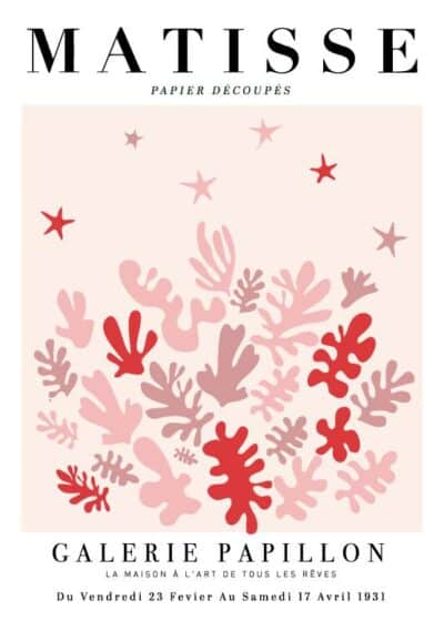 Henri Matisse inspireret plakat "Matisse Pink Explosion" - Lyserøde og røde abstrakte former, trykt på bæredygtigt papir