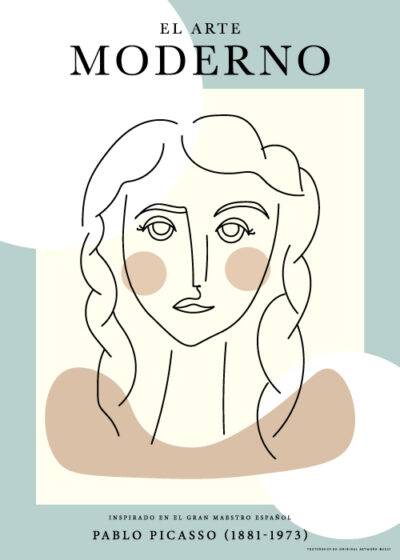 Plakaten "Picasso Lonely Girl" viser en ensom pige med sorte linjer på en lysegrå baggrund. Kan købes hos postershop.dk