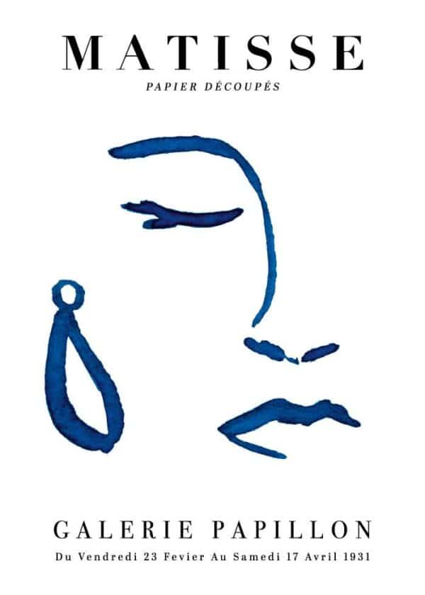 Henri Matisse kunstplakat "Matisse Blue Face" fra Postershop.dk